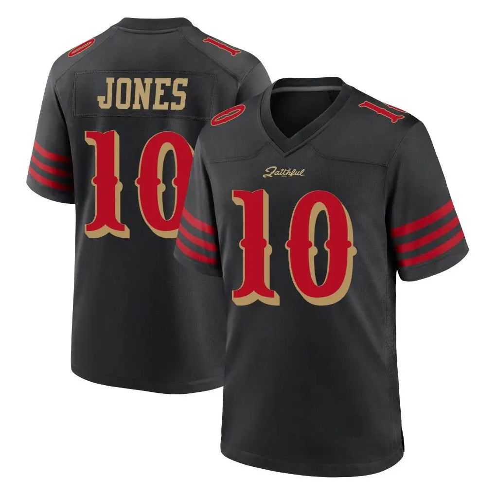 SF.49ers #10 Mac Jones Player Black Rivalries Collection Home Game Ldoa Stitched Jerseys