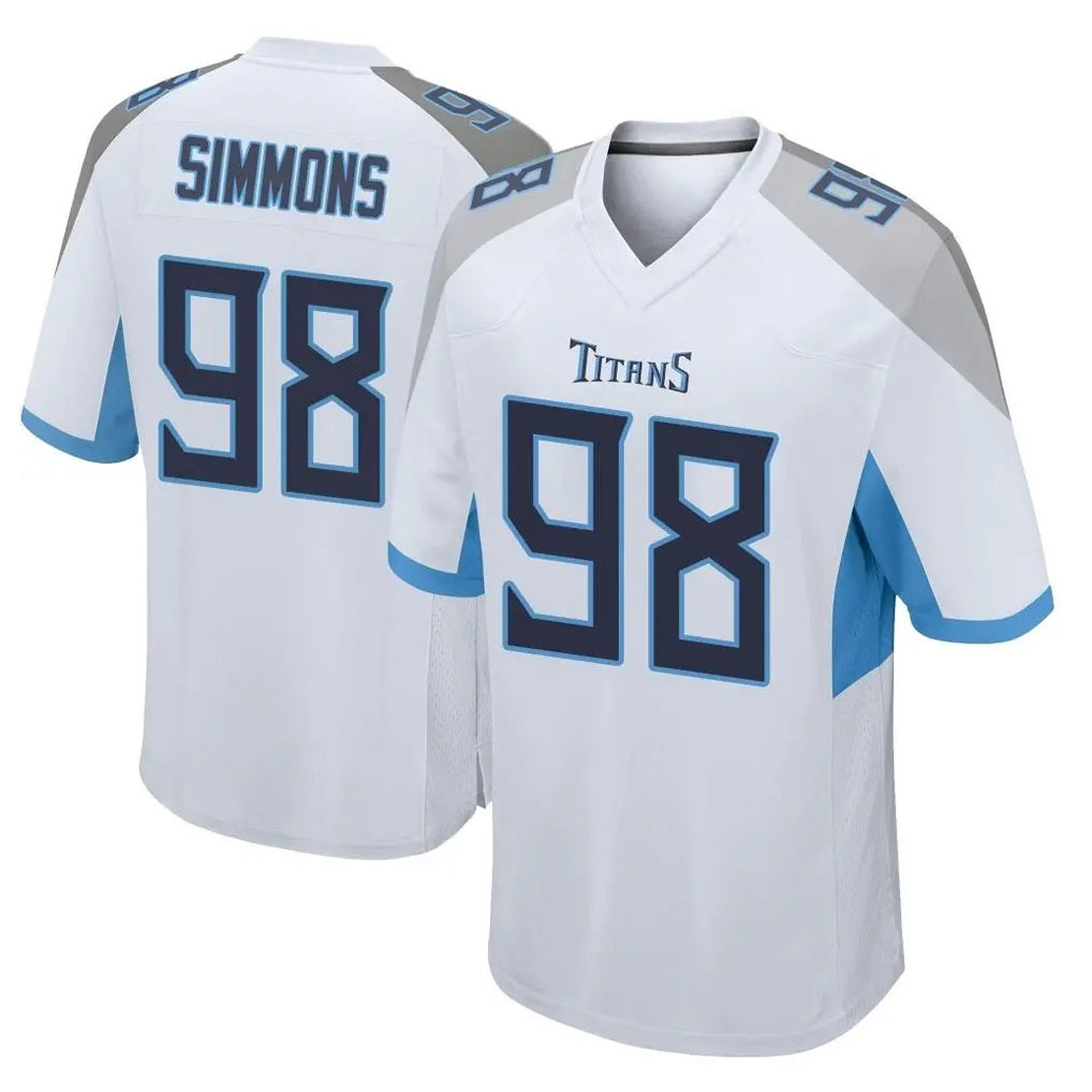 T.Titans #98 Jeffery Simmons Player White Home Game Ldoa Stitched Jerseys