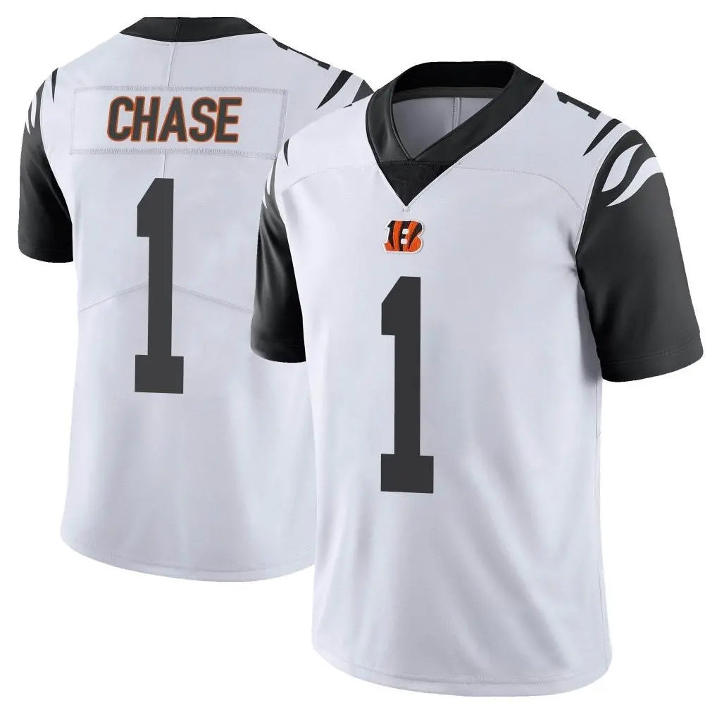 C.Bengals #1 Ja'Marr Chase Player White Color Rush Vapor Untouchable Limted Home Game Ldoa Stitched Jerseys