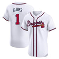 A.Braves #1 Ozzie Albies Player White Limited Elite Home Game Ldoa Stitched Jerseys