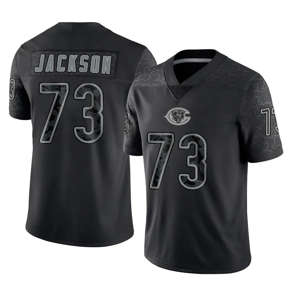 C.Bears #73 Jonah Jackson Player Black REFLECTIVE Limited Game Ldoa Stitched Jerseys