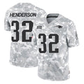 NE.Patriots #32 TreVeyon Henderson Player Arctic Camo Salute To Service Limited Game Ldoa Stitched Jerseys