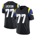 LA.Rams #77 Alaric Jackson Player Black Midnight Rivalries Collection Limited Home Game Ldoa Stitched Jerseys