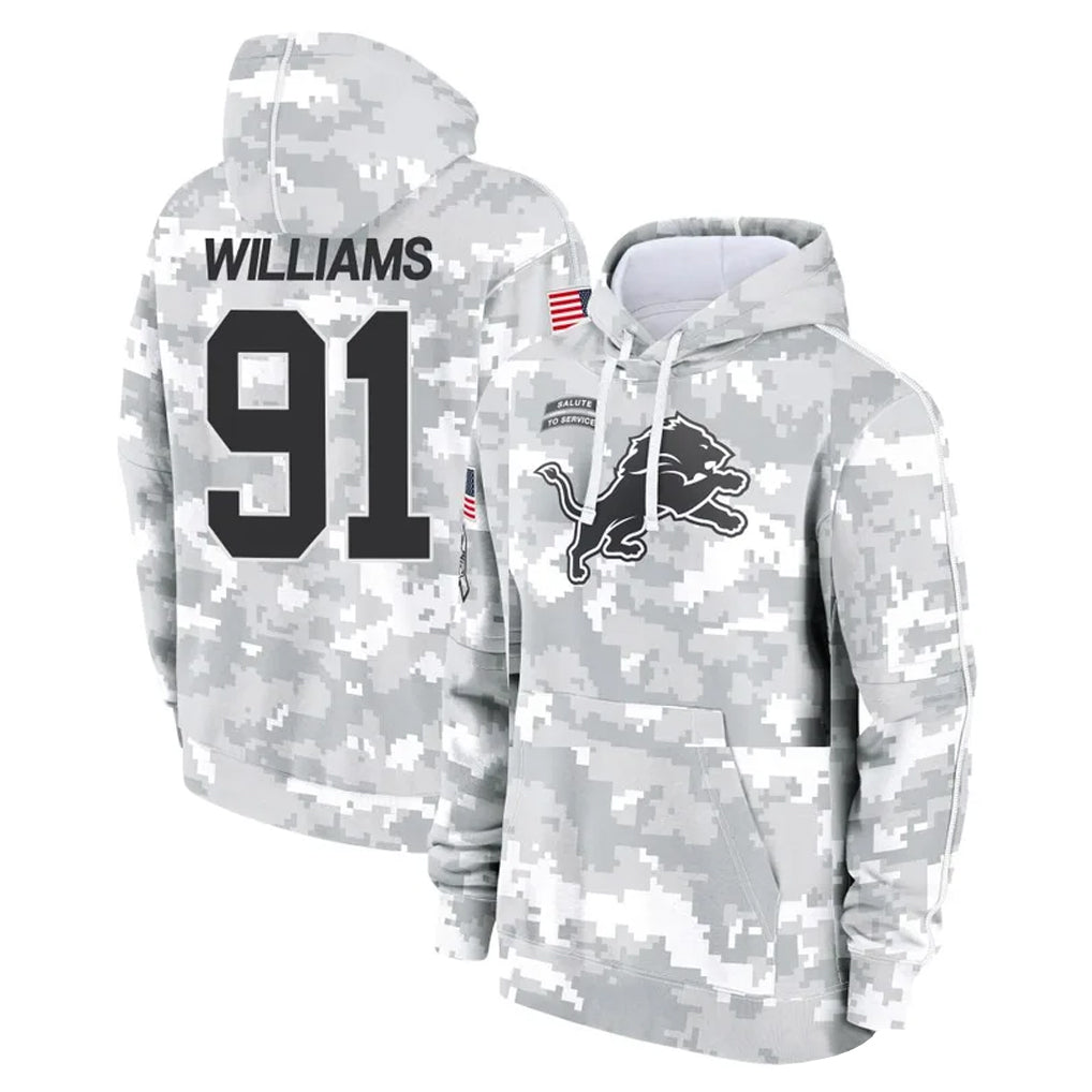 D.Lions #91 Tyleik Williams Player Arctic Camo Salute to Service Hoodies Limited Game Ldoa Stitched Jerseys