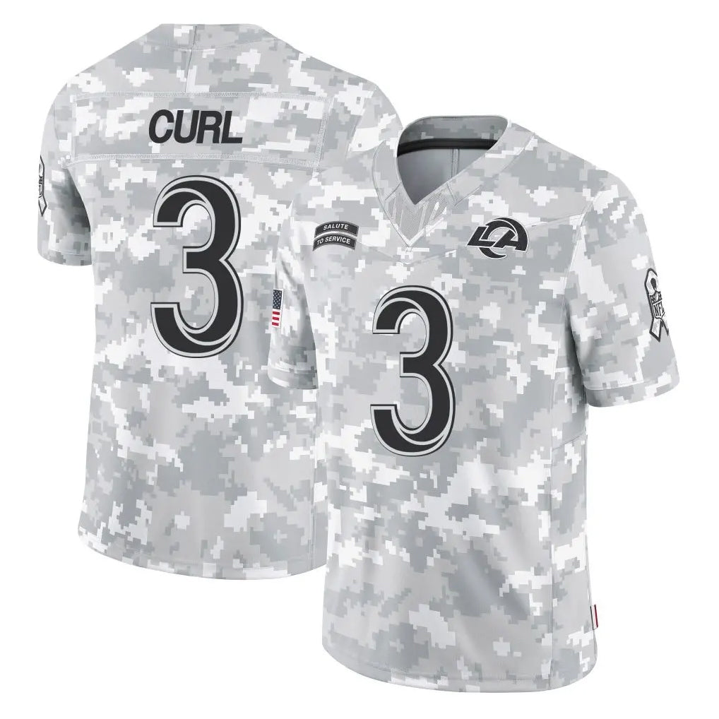 LA.Rams #3 Kam Curl Player Arctic Camo Salute To Service Limited Game Ldoa Stitched Jerseys