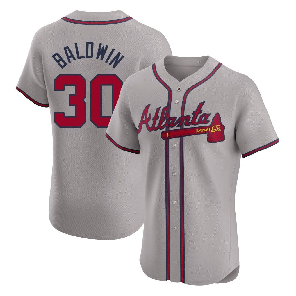 A.Braves #30 Drake Baldwin Player Gray Limited Elite Home Game Ldoa Stitched Jerseys