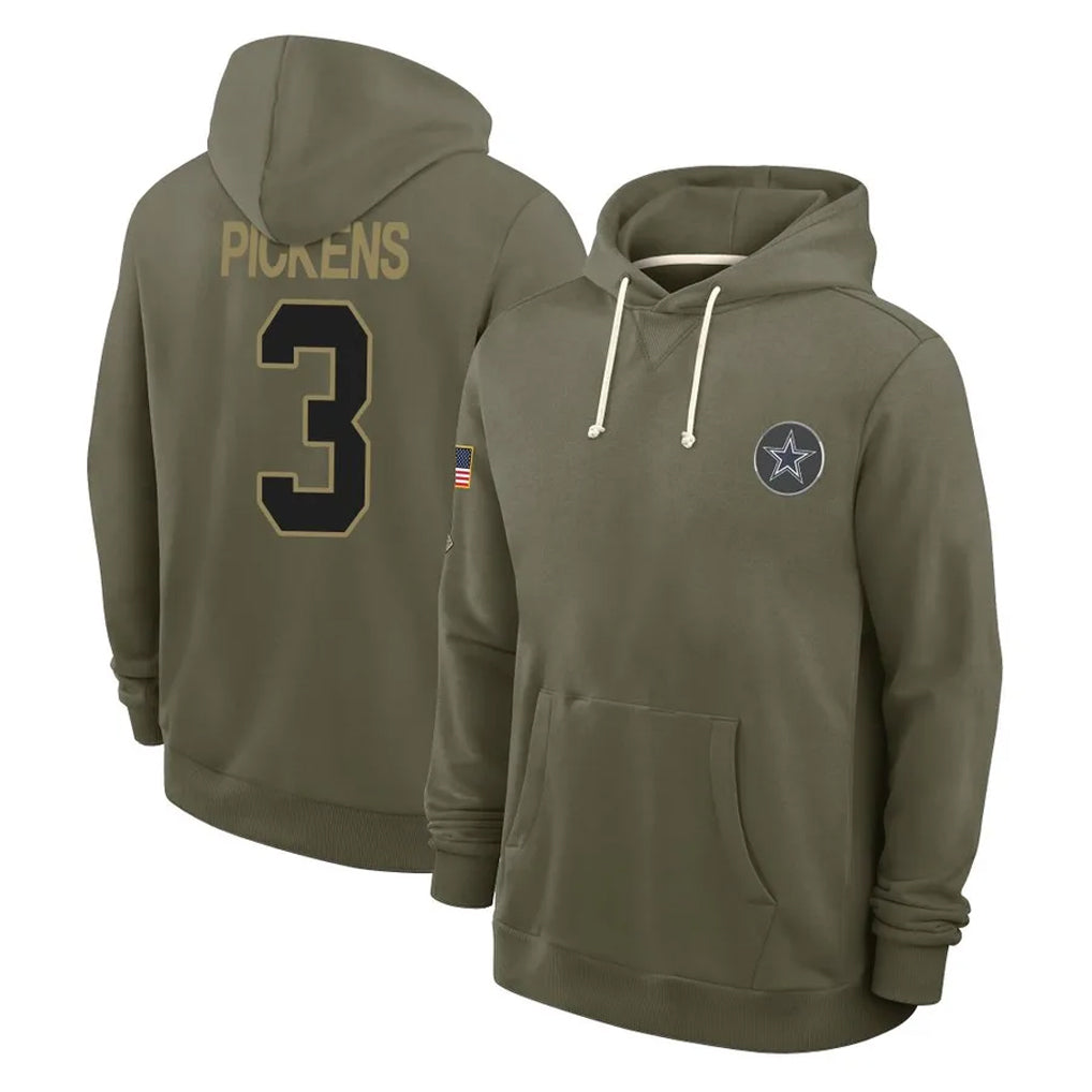 D.Cowboys #3 George Pickens Player Olive Salute to Service Pullover Hoodies Limited Ldoa Stitched Jerseys