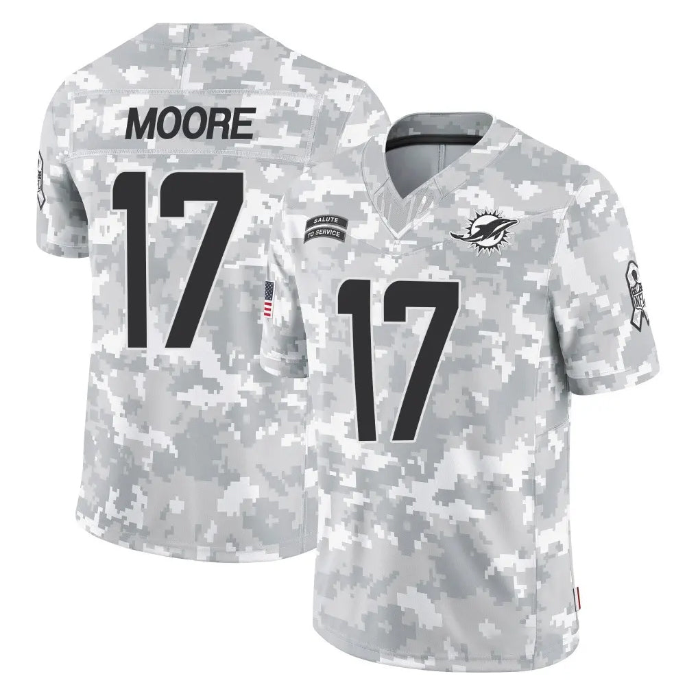 M.Dolphins #17 Trey Moore Player Arctic Camo Salute To Service Limited Game Ldoa Stitched Jerseys