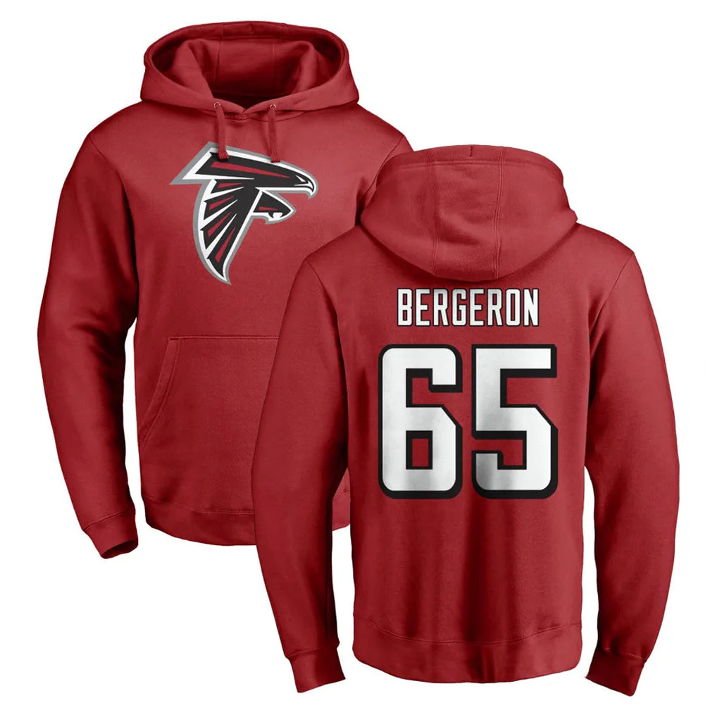 A.Falcons #65 Matthew Bergeron Player Red Pullover Hoodies Home Game Ldoa Stitched Jerseys