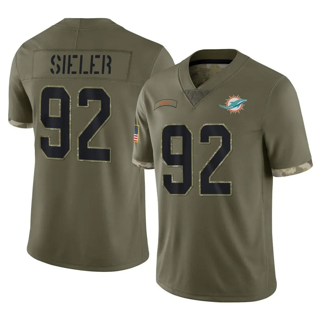 M.Dolphins #92 Zach Sieler Player Olive Salute To Service Limited Ldoa Stitched Jerseys