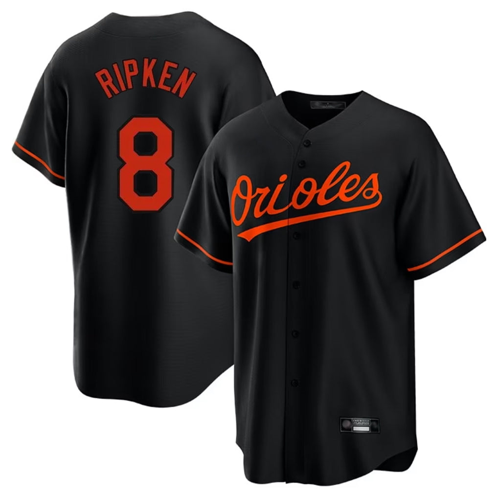 B.Orioles #8 Cal Ripken Player Black Home Game Ldoa Stitched Jerseys