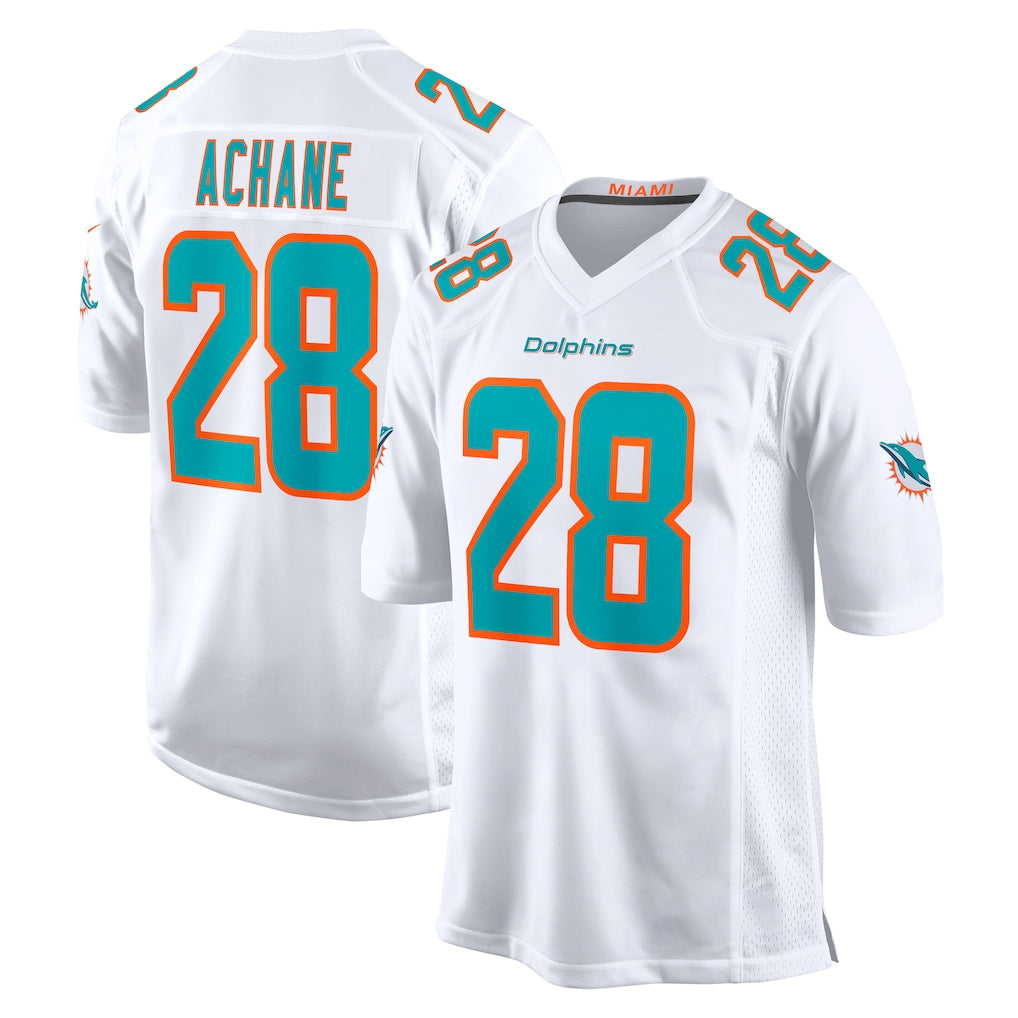 M.Dolphins #28 De'Von Achane Player White Limited Home Game Ldoa Stitched Jerseys