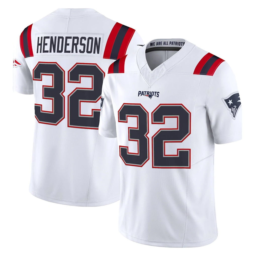 NE.Patriots #32 TreVeyon Henderson Player White Limited Vapor F.U.S.E. Home Game Ldoa Stitched Jerseys