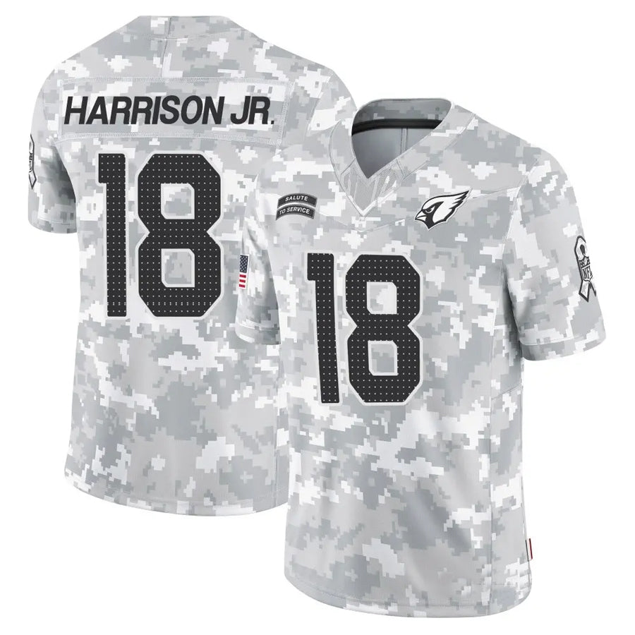 A.Cardinals #18 Marvin Harrison Jr. Player Camo Salute to Service Limited Ldoa Stitched Jerseys