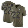 S.Seahawks #22 Rashid Shaheed Player Olive 2025 Salute To Service Limited Home Game Ldoa Stitched Jerseys