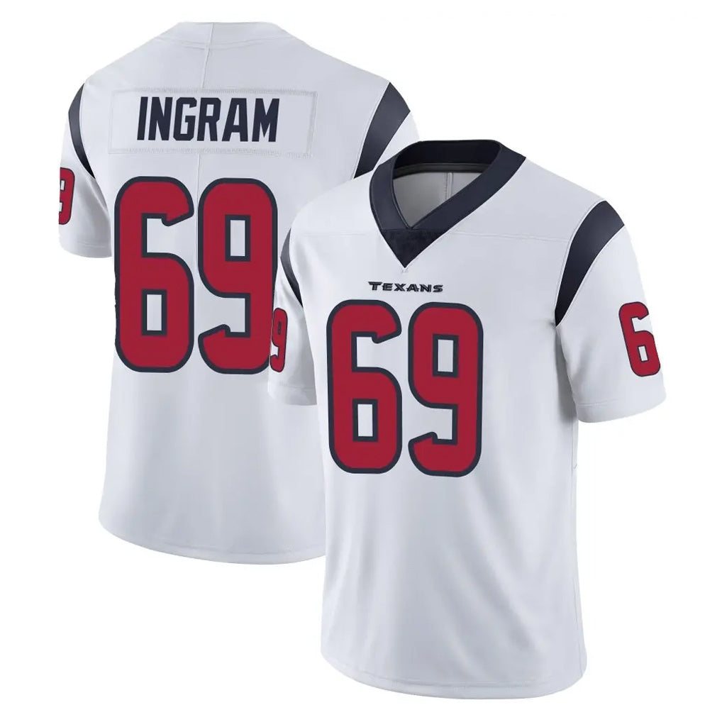 H.Texans #69 Ed Ingram Player White Limited Vapor Untouchable Home Game Ldoa Stitched Jerseys