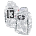 SF.49ers #13 Brock Purdy Player Arctic Camo Limited Salute to Service Pullover Hoodies Game Ldoa Stitched Jerseys