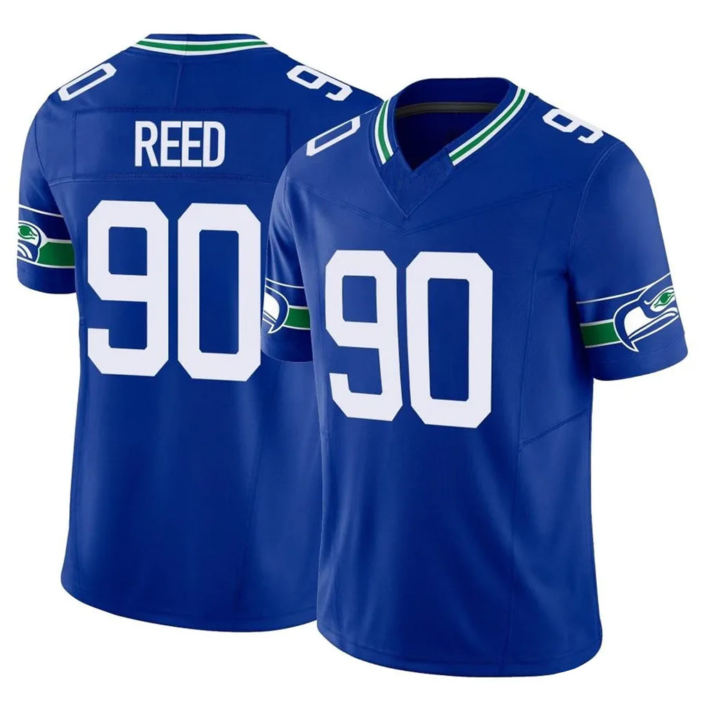 S.Seahawks #90 Jarran Reed Player Royal Limited Throwback Vapor F.U.S.E. Home Game Ldoa Stitched Jerseys