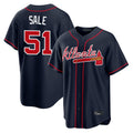 A.Braves #51 Chris Sale Player Navy Home Game Ldoa Stitched Jerseys