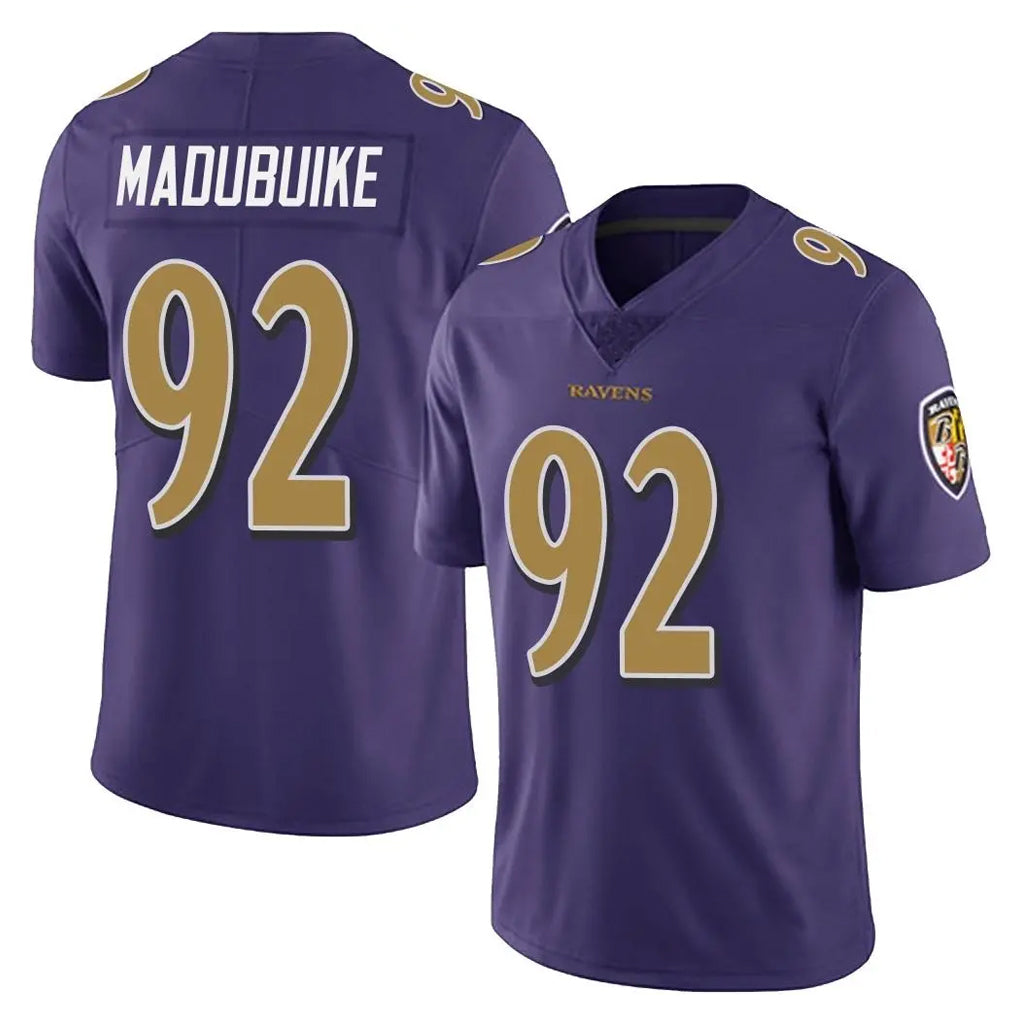 B.Ravens #92 Nnamdi Madubuike Player Purple Color Rush Vapor Untouchable Limited Home Game Ldoa Stitched Jerseys