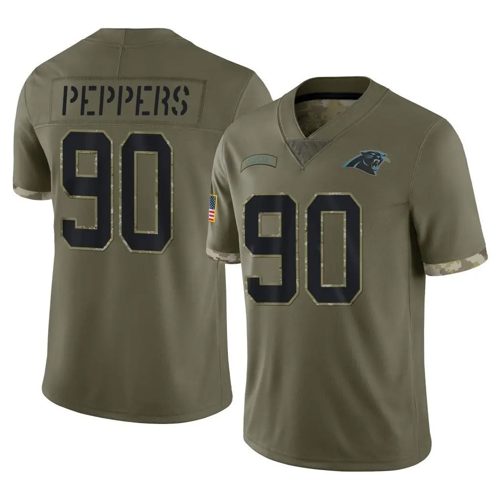 C.Panthers #90 Julius Peppers Player Olive Salute to Service Game Ldoa Stitched Jerseys