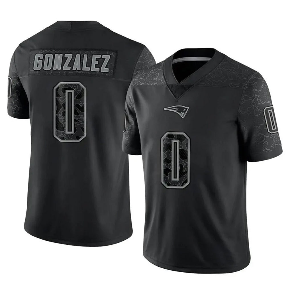NE.Patriots #0 Christian Gonzalez Player Black Reflective LImited Home Game Ldoa Stitched Jerseys