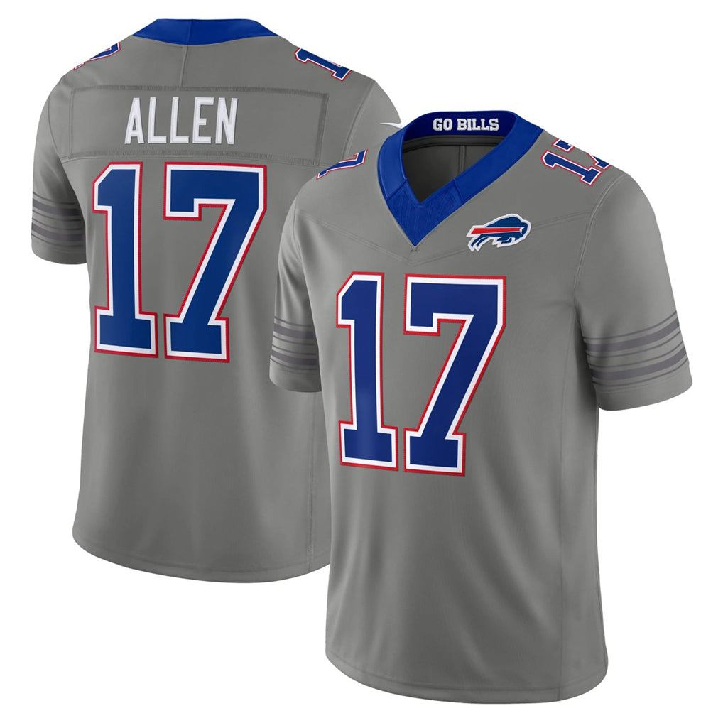 B.Bills #17 Josh Allen Player Gray Nickel City Limited Home Game Xdoa Stitched Jerseys