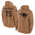 NE.Patriots #75 Alijah Vera-Tucker Player Brown Salute to Service Pullover Hoodies Limited Game Ldoa Stitched Jerseys