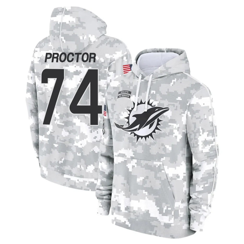 M.Dolphins #74 Kadyn Proctor Player Arctic Camo Salute to Service Hoodies Limited Game Ldoa Stitched Jerseys