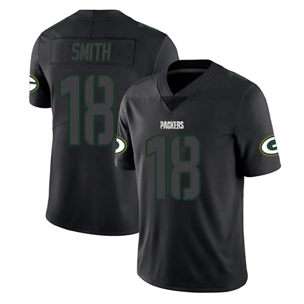 GB.Packers #18 Jonnu Smith Player Black Impact Limited Home Game Ldoa Stitched Jerseys