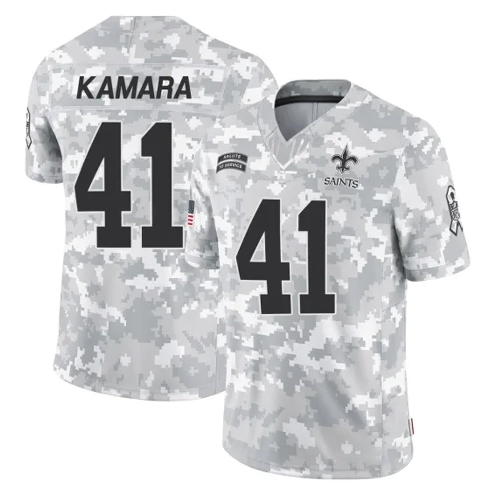 NO.Saints #41 Alvin Kamara Player Arctic Camo Salute To Service Limited Game Ldoa Stitched Jerseys