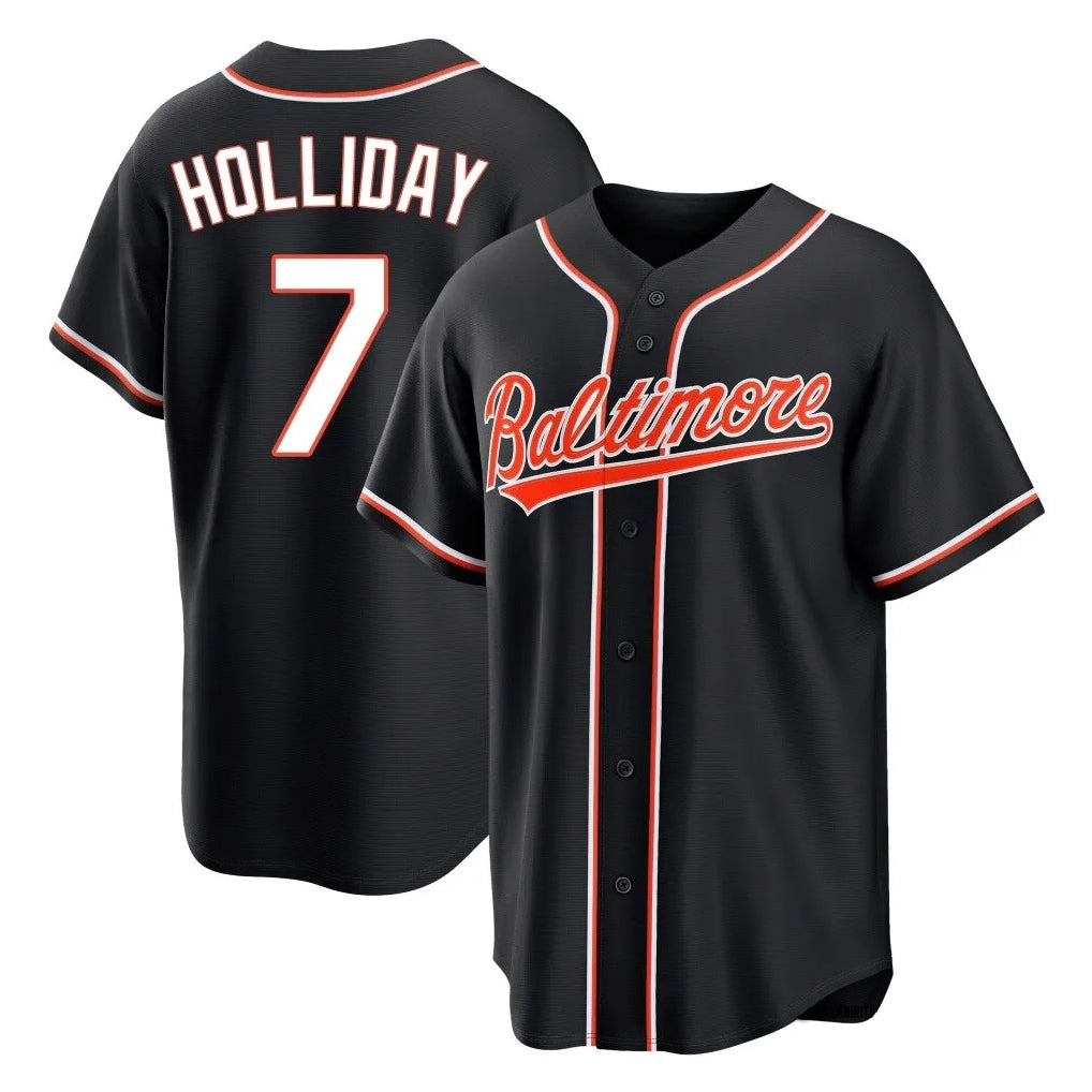 B.Orioles #7 Jackson Holliday Player Black Out Home Game Ldoa Stitched Jerseys