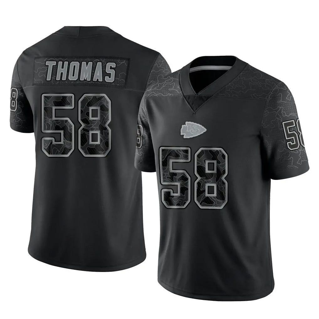 KC.Chiefs #58 Derrick Thomas Player Black Limited Reflective Game Ldoa Stitched Jerseys