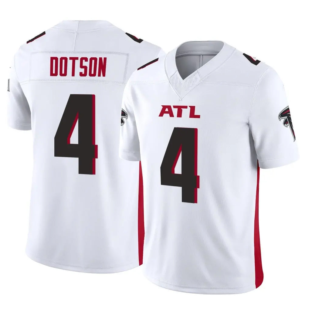 A.Falcons #4 Jahan Dotson Player White Vapor F.U.S.E. Limited Ldoa Stitched Jerseys