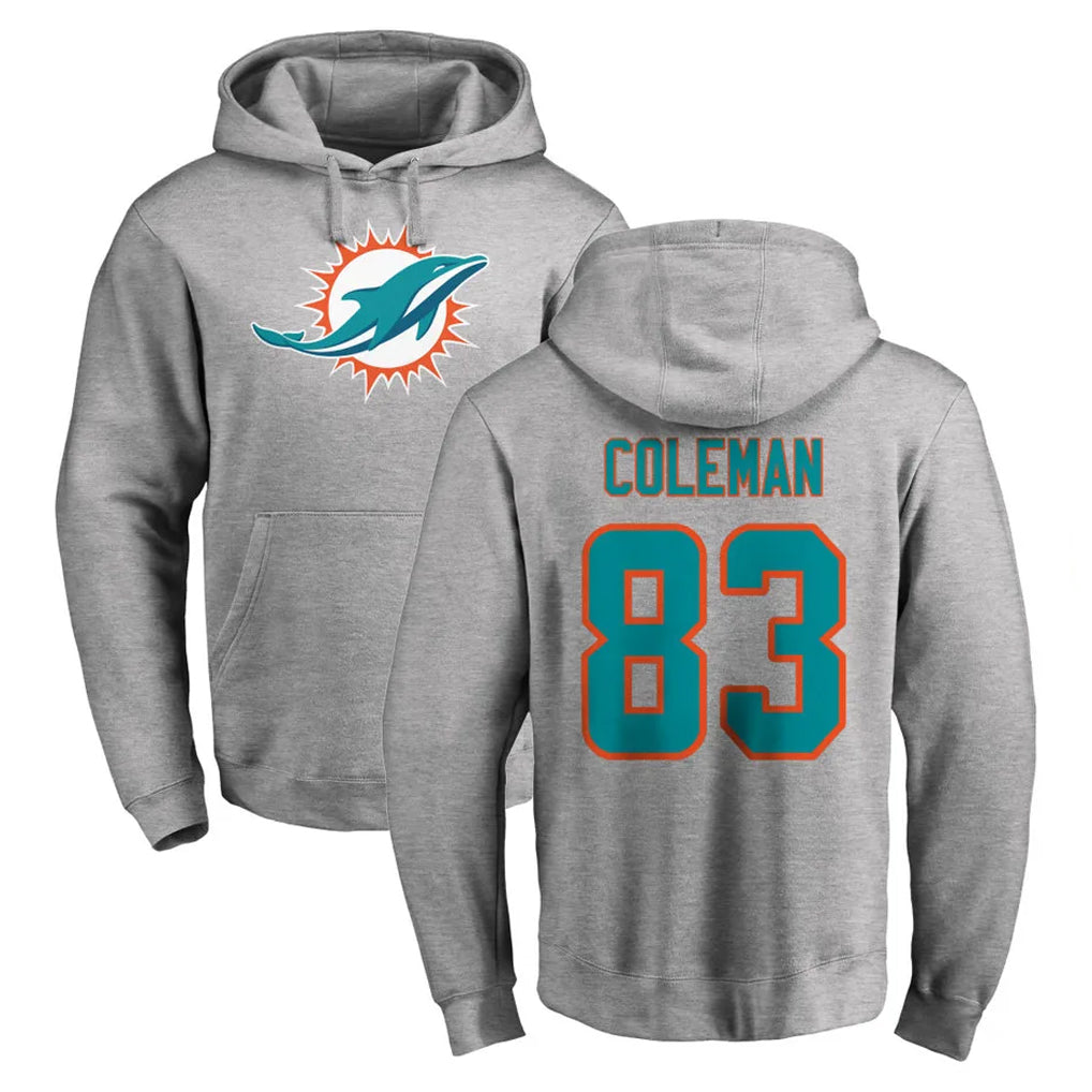 M.Dolphins #83 Kevin Coleman Jr. Player Gray LOGO Pullover Hoodies Limited Ldoa Stitched Jerseys