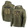 B.Ravens #40 Teddye Buchanan Player Olive Salute to Service Pullover Hoodie Ldoa Stitched Jerseys