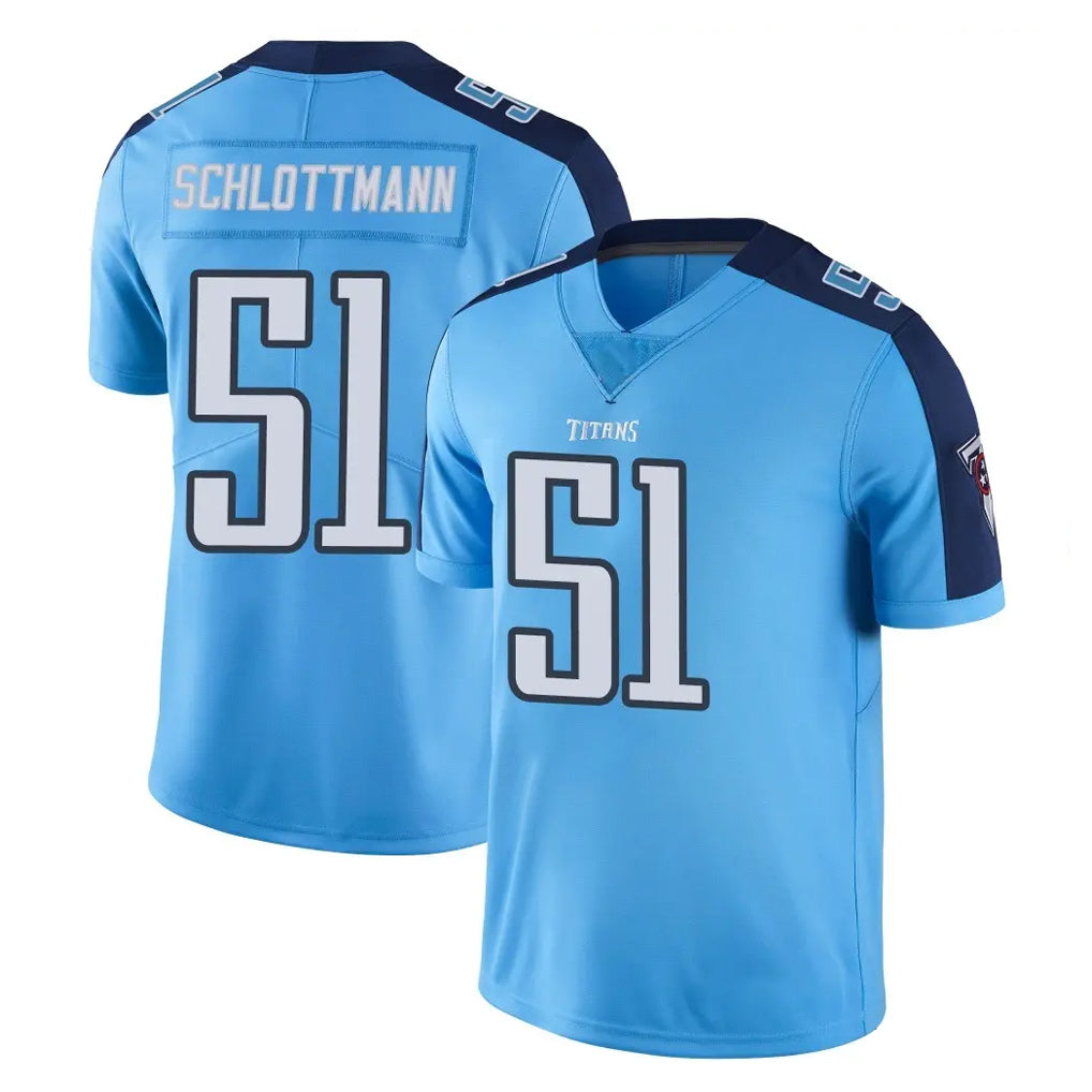 T.Titans #51 Austin Schlottmann Player Light Blue Limited Color Rush Home Game Ldoa Stitched Jerseys