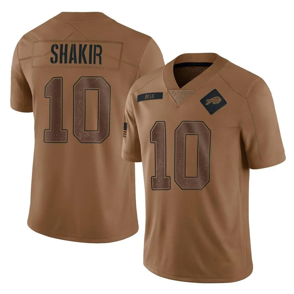 B.Bills #10 Khalil Shakir Player Brown Salute To Service Limited Ldoa Stitched Jerseys