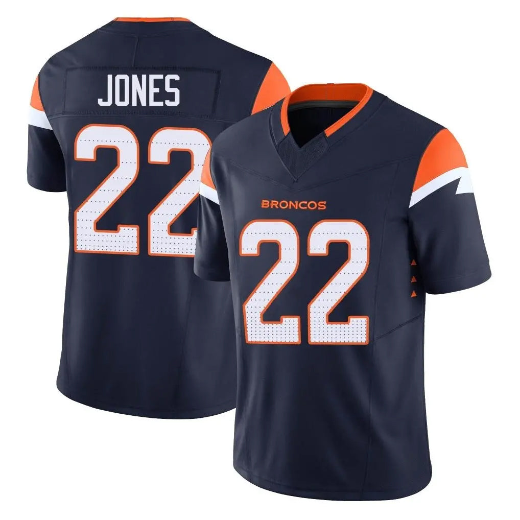 D.Broncos #22 Brandon Jones Player Navy Limited Vapor F.U.S.E. Home Game Ldoa Stitched Jerseys