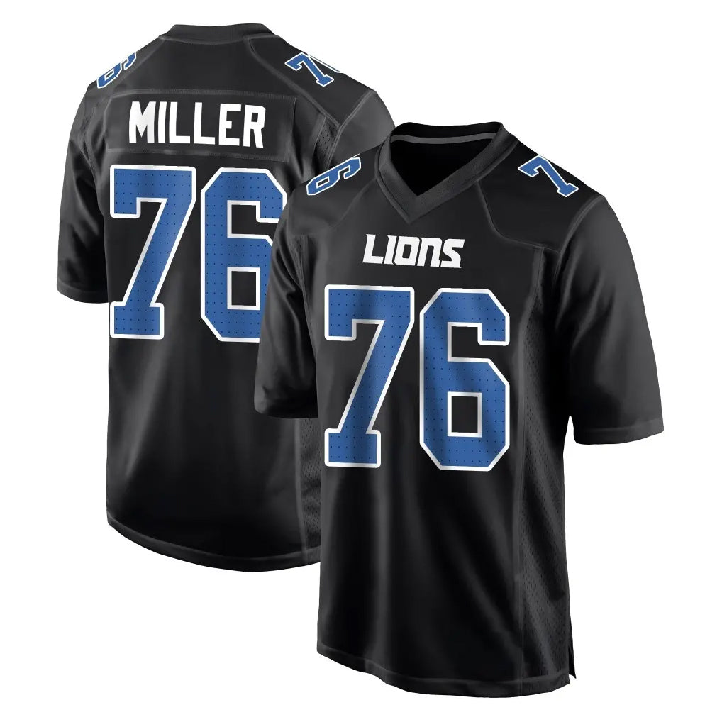 D.Lions #76 Blake Miller Player Black Fashion Home Game Ldoa Stitched Jerseys