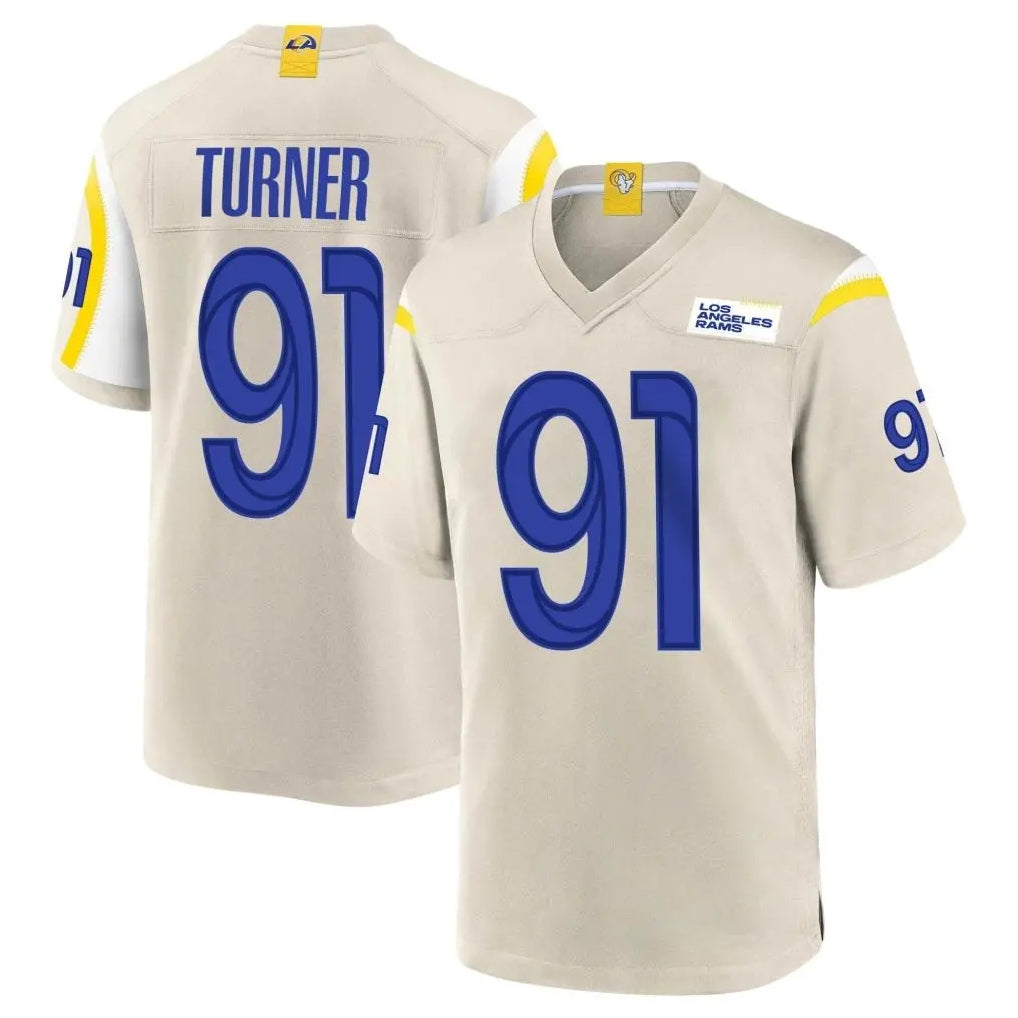 LA.Rams #91 Kobie Turner Player Bone Home Game Ldoa Stitched Jerseys