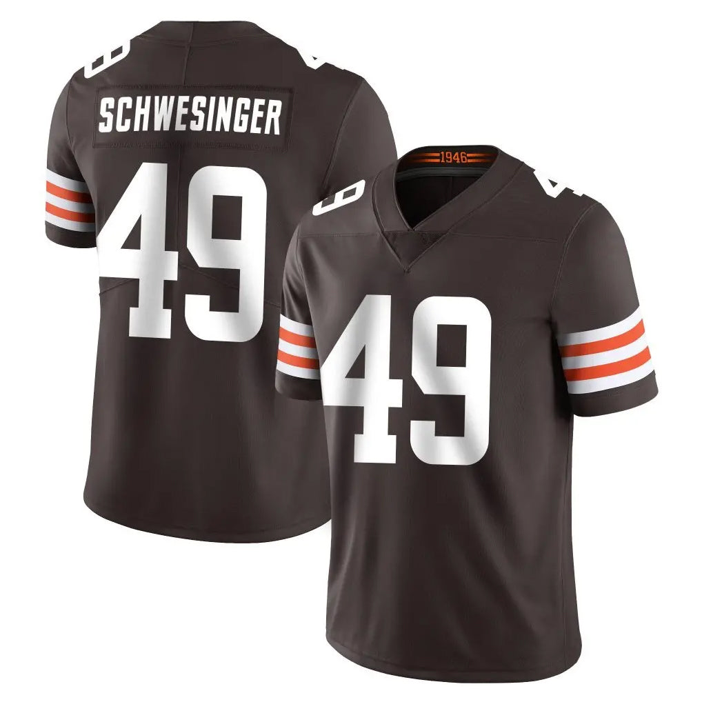 C.Browns #49 Carson Schwesinger Player Brown Color Vapor Untouchable Limited Home Game Ldoa Stitched Jerseys