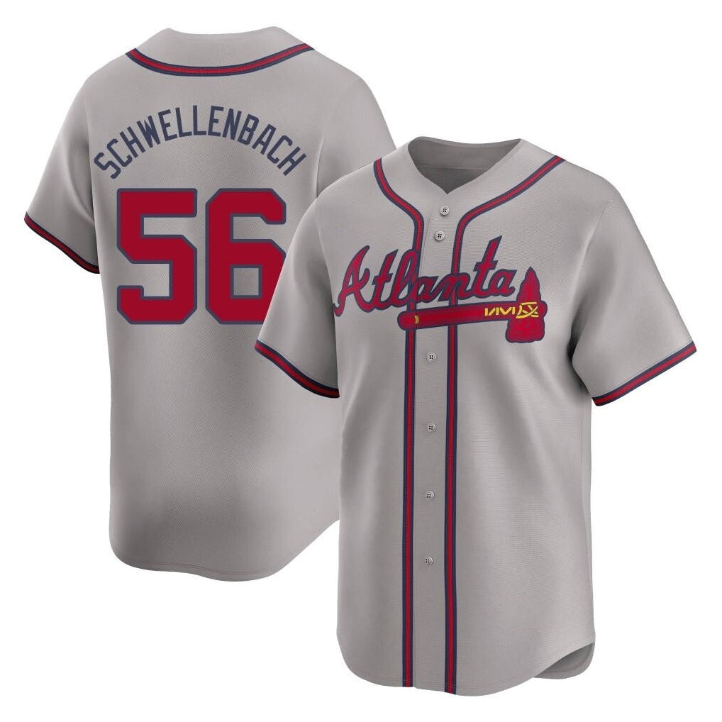 A.Braves #56 Spencer Schwellenbach Player Gray Limited Home Game Ldoa Stitched Jerseys