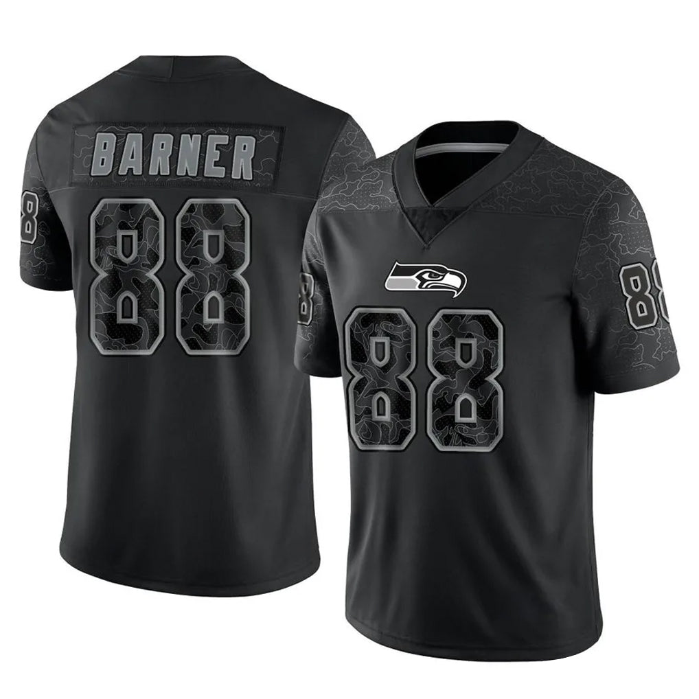 S.Seahawks #88 AJ Barner Player Black Limited Reflective Home Game Ldoa Stitched Jerseys