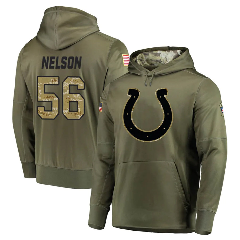 IN.Colts #56 Quenton Nelson Player Olive Salute to Service Pullover Hoodies Home Game Ldoa Stitched Jerseys