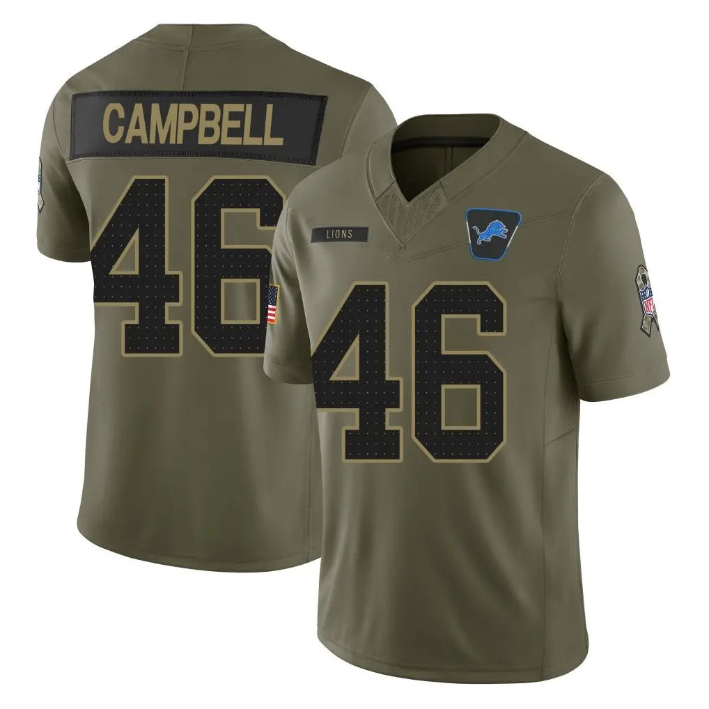 D.Lions #46 Jack Campbell Player Olive 2025 Salute To Service Limited Home Game Ldoa Stitched Jerseys