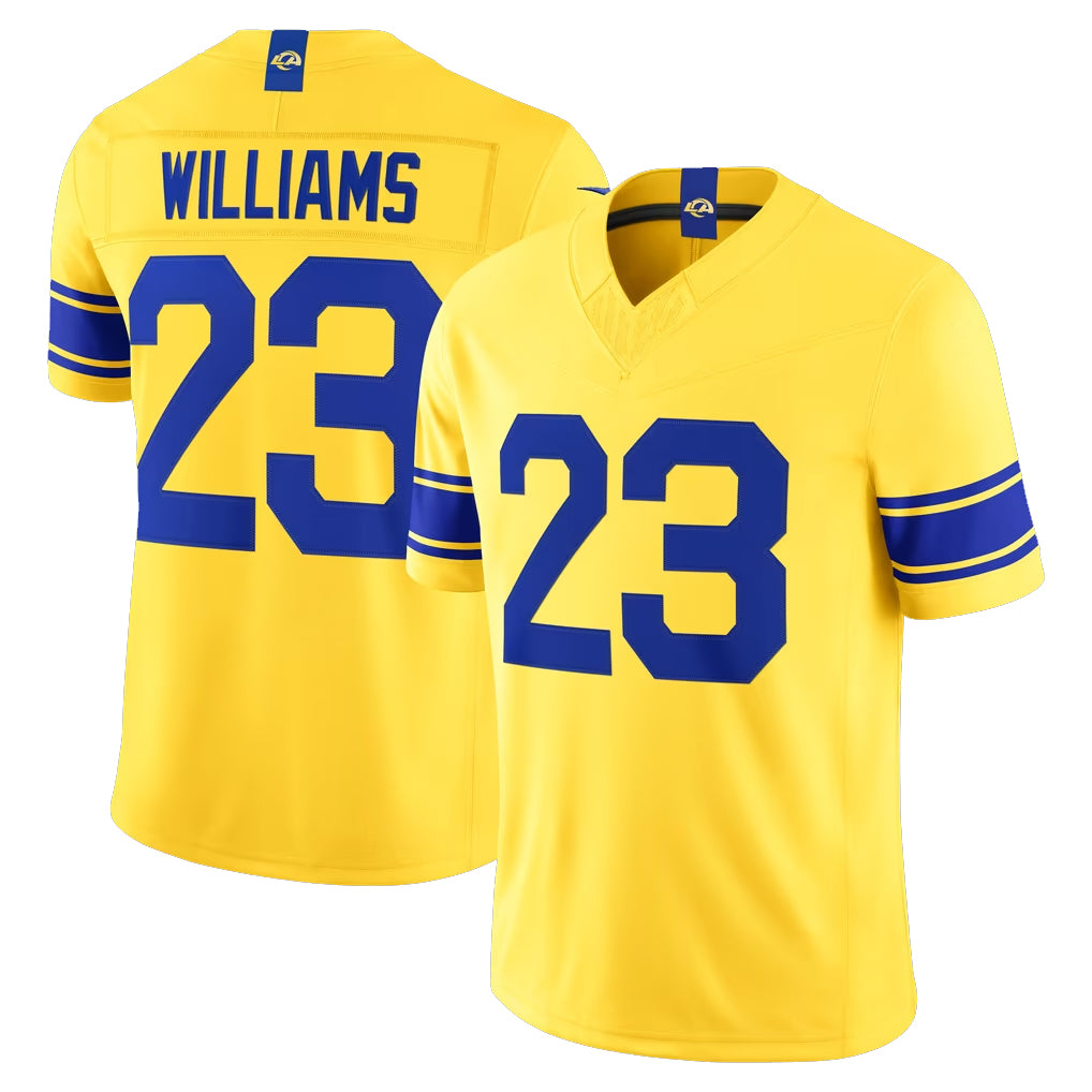 LA.Rams #23 Kyren Williams Player Gold Classic Sol Vapor F.U.S.E. Home Game Ldoa Stitched Jerseys