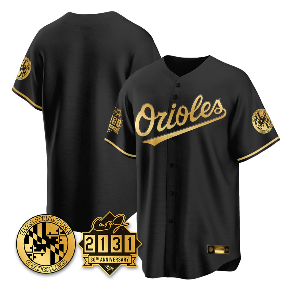 B.Orioles Blank Player Black Gold 30th Anniversary of 2131 Home Game Ldoa Stitched Jerseys