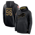 B.Bills #96 Deone Walker Player Black Salute to Service Hoodies Stitched Jersey