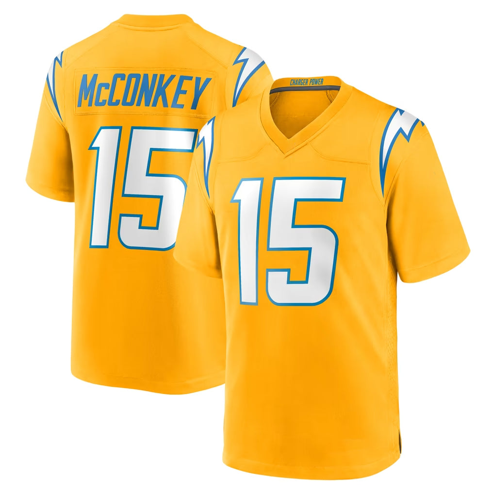 LA.Chargers #15 Ladd McConkey Player Gold Home Game Ldoa Stitched Jerseys